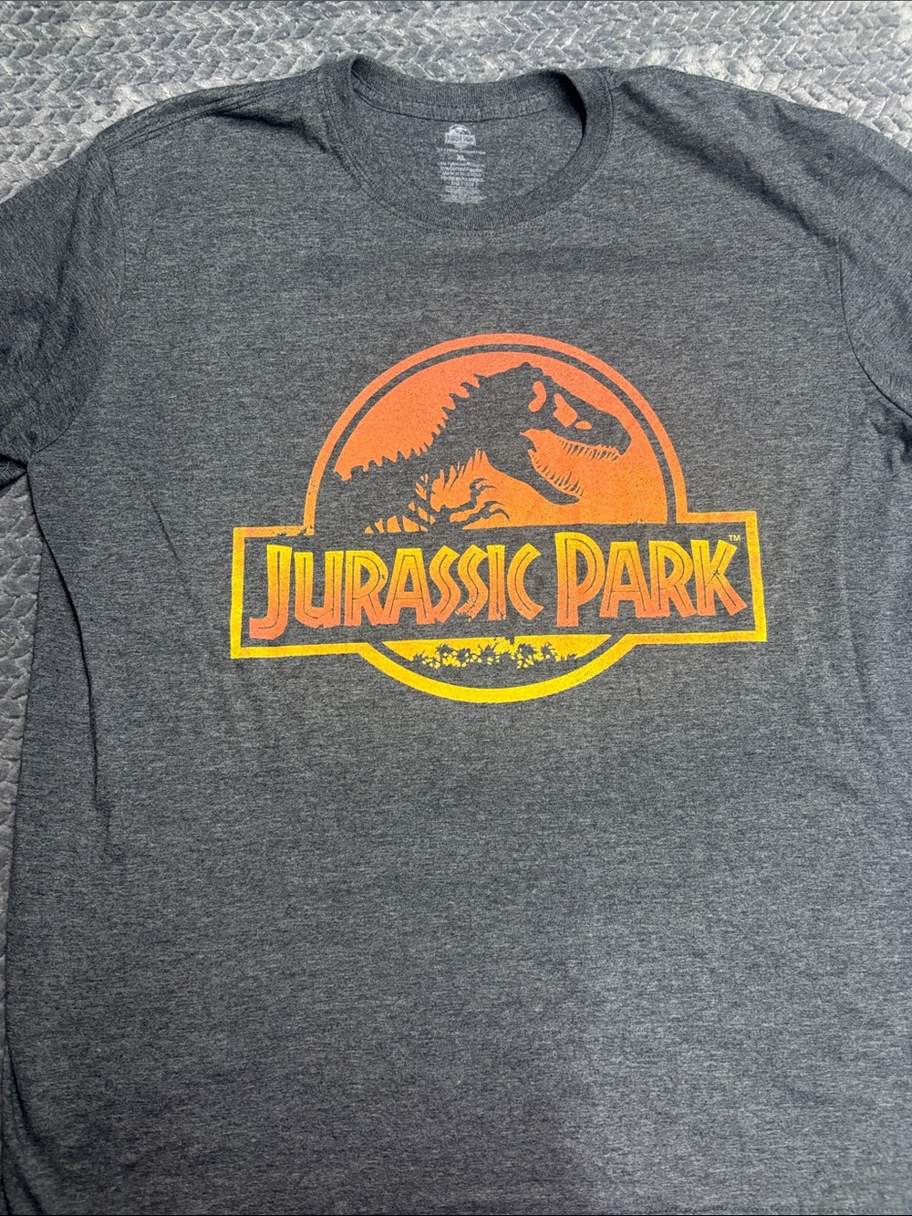 Jurassic Park Graphic Tee - Dark Gray with Orange/Yellow Logo